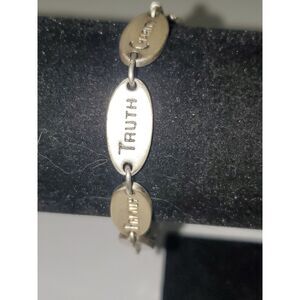 An Inspirational Panel Bracelet Honda Silver Tone Two-Sided Kindness Joy
